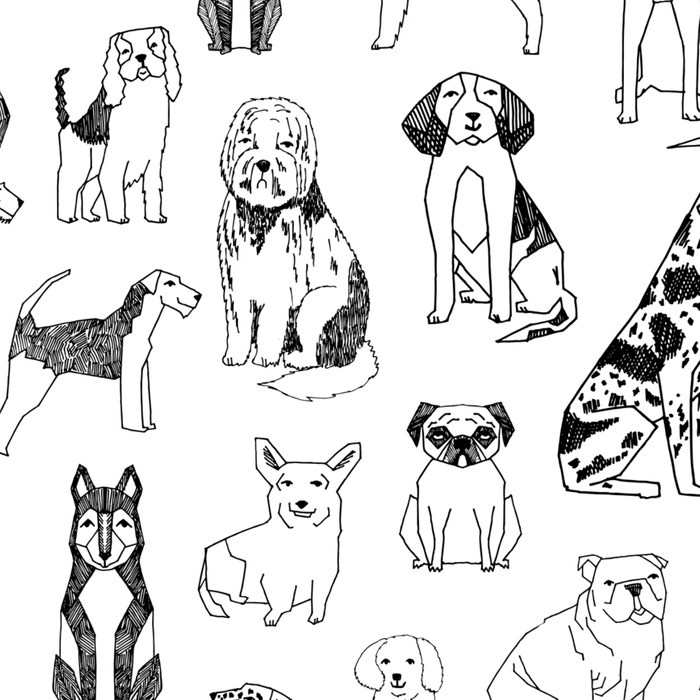700x700 Dogs Pattern Minimal Drawing Dog Breeds Cute Pattern Gifts By