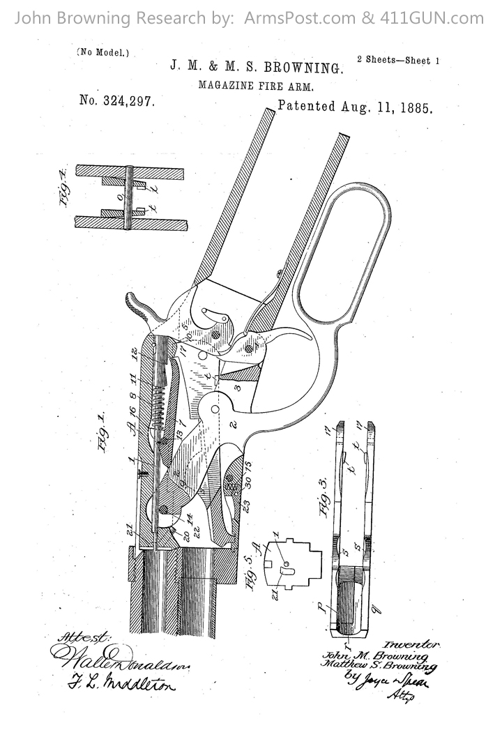 720x1080 John Browning Patent 324297 A Winchester Lever Action Rifle