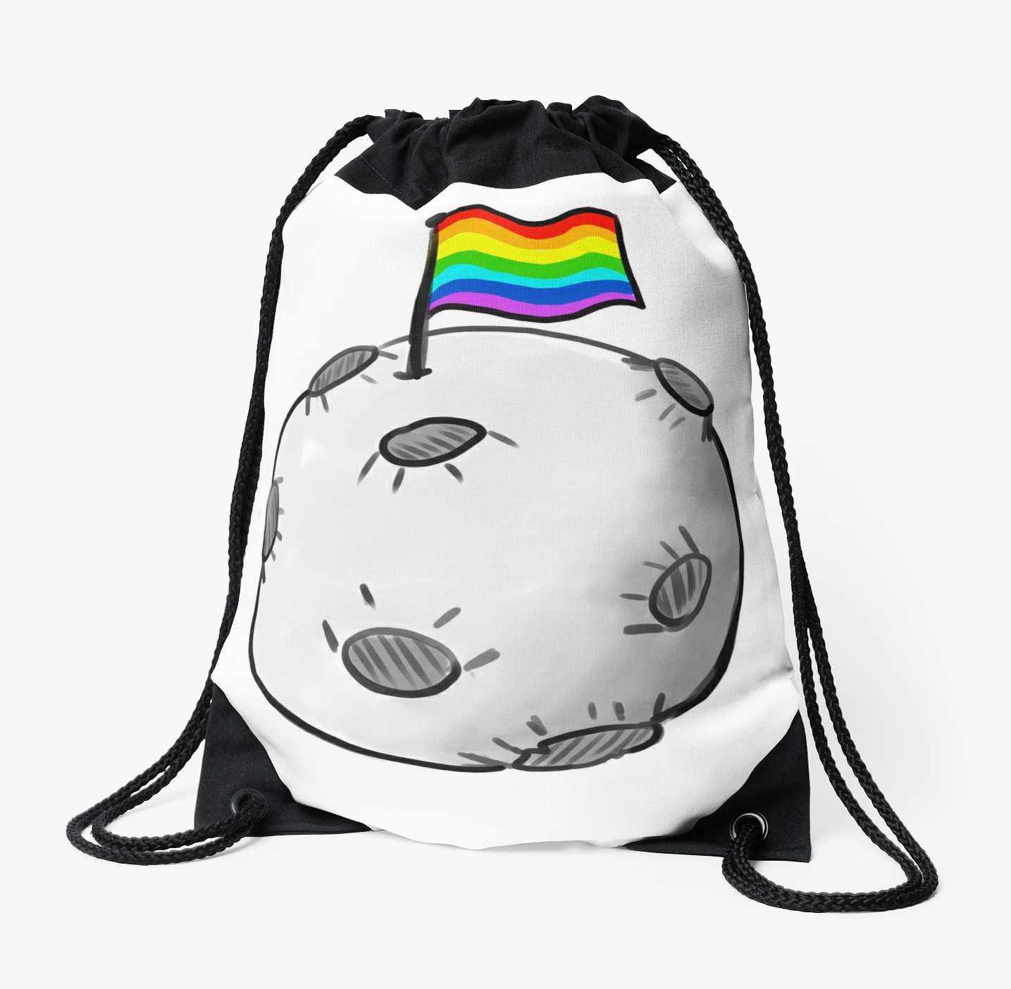 1435x1404 Moon Tumblr With Lgbt Flag Nailed Drawstring Bags By