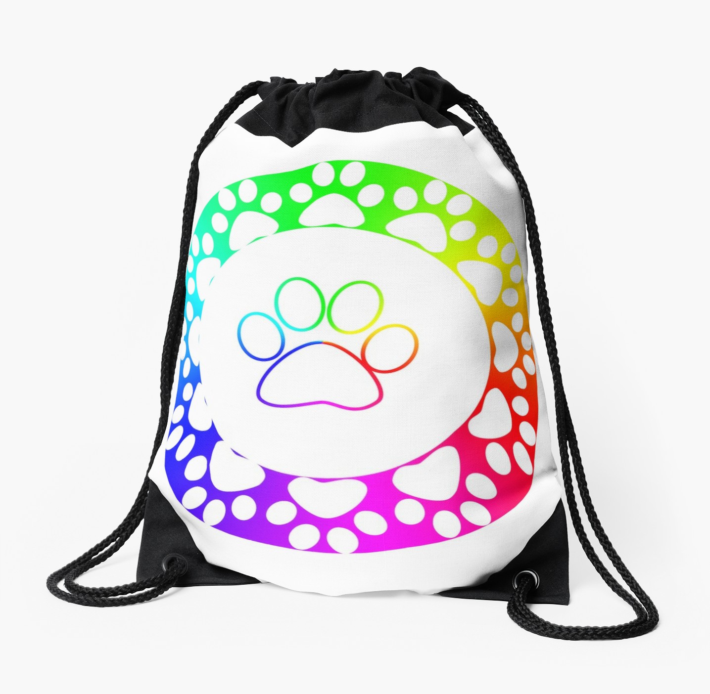 1435x1404 Rainbow Lgbt Pride Paw Prints Drawstring Bags By Spookeriffic