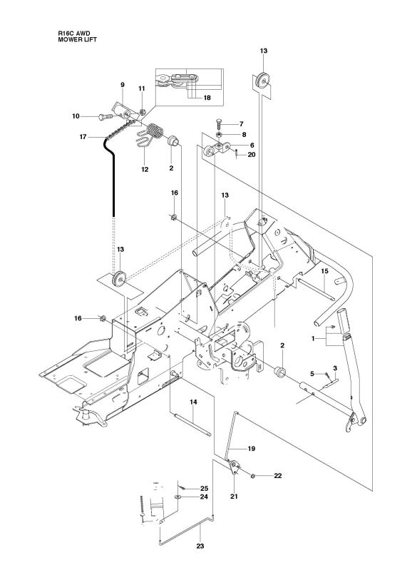 585x820 Husqvarna Rider 16 C Awd (966830301) Ride On Mower Mower Lift