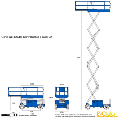 400x398 Genie Gs 3369rt Self Propelled Scissor Lift Vector Drawing