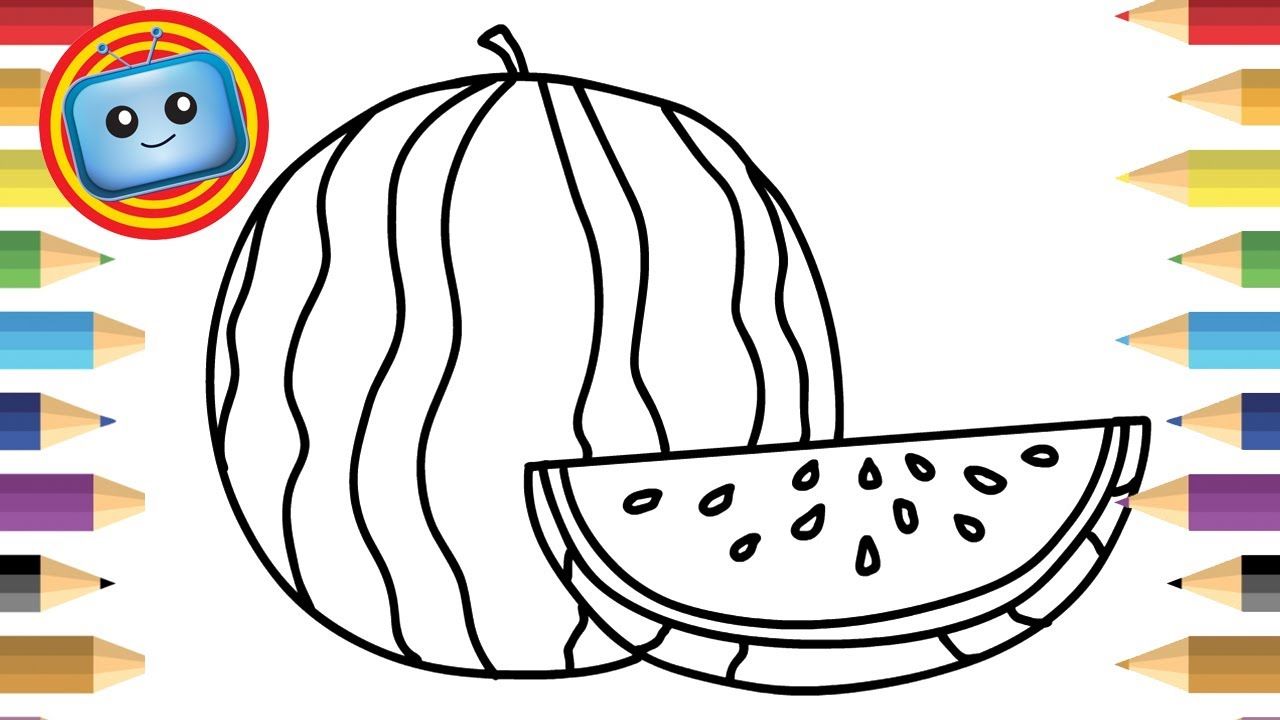 1280x720 How To Draw A Watermelon Colouring Book Simple Drawing Game