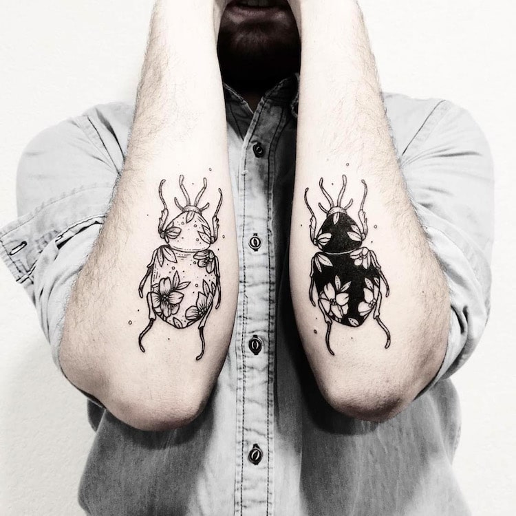 750x750 Illustrative Tattoo Artist Turns Drawings Into Black Ink Tattoo