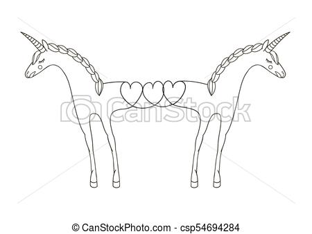 450x338 Unicorn, Hand Drawn. Vector Linen Illustration For Logotype