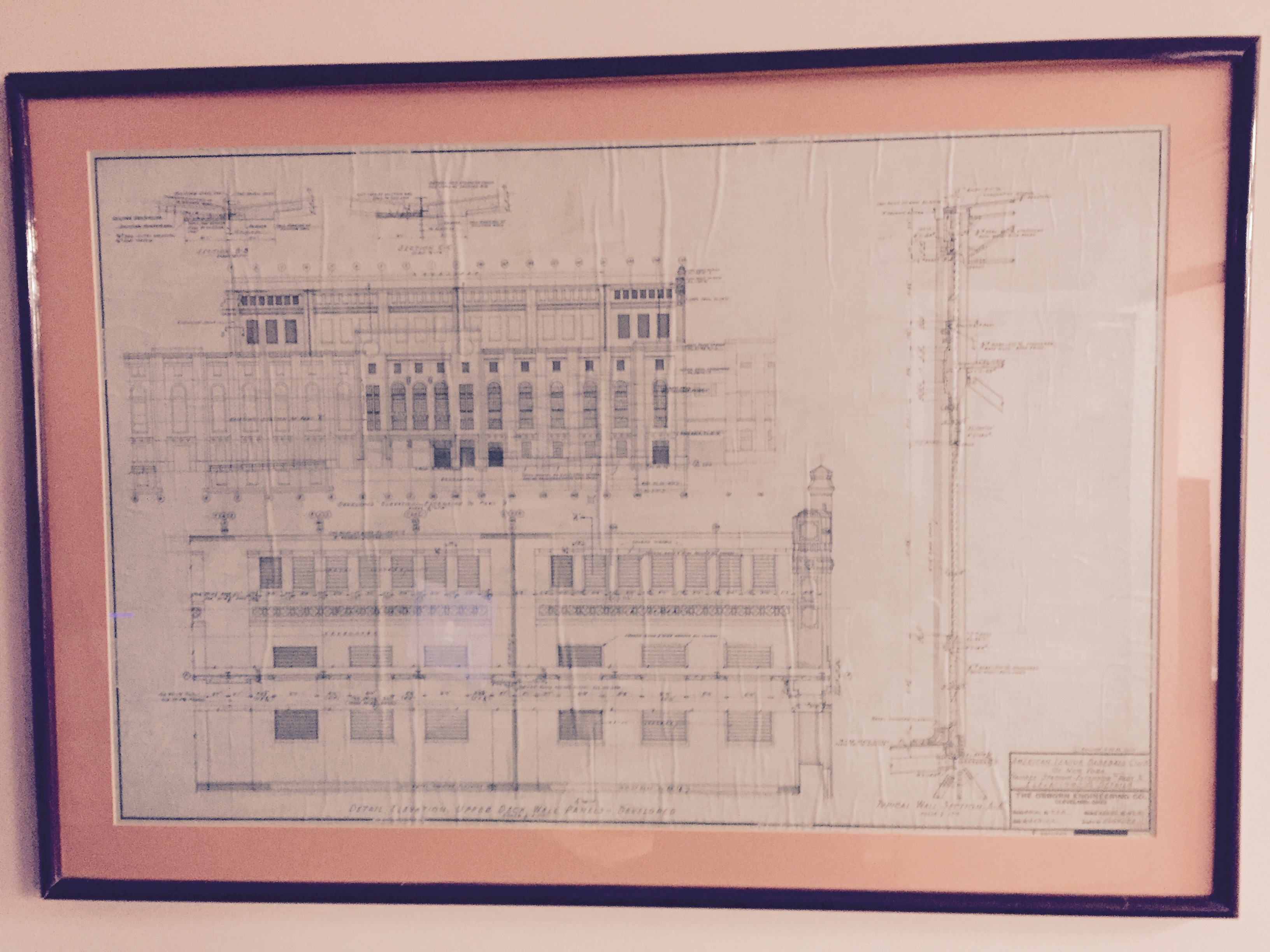 3264x2448 1928 Yankee Stadium Ink On Linen Blueprint Of Outside Facade