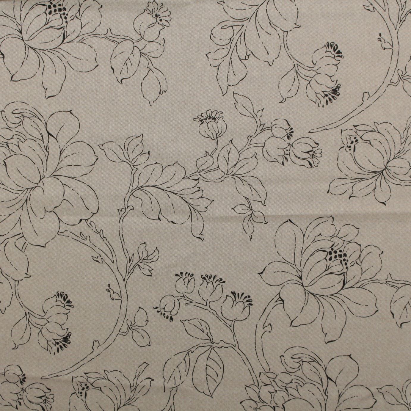 1382x1382 Designer Natural Hand Drawn Floral Cotton Linen Blend Curtain