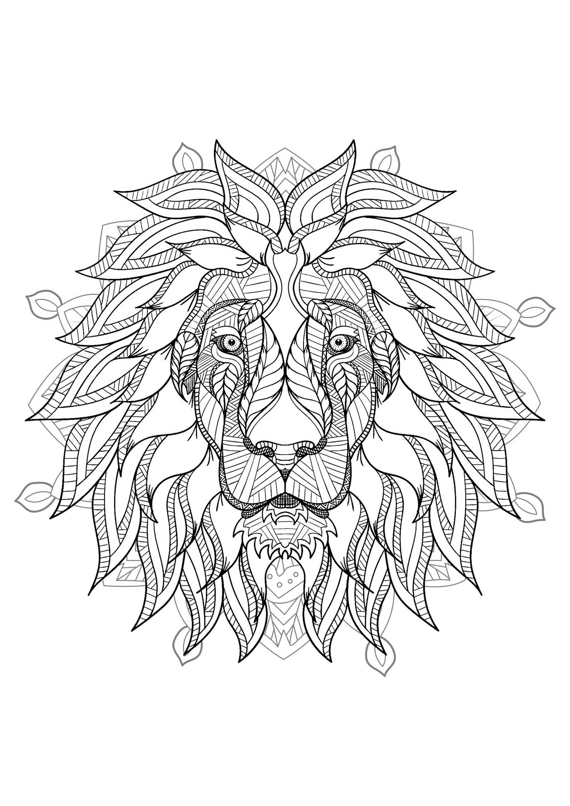 2000x2828 Mandala With Elegant Lion Head And Geometric Patterns