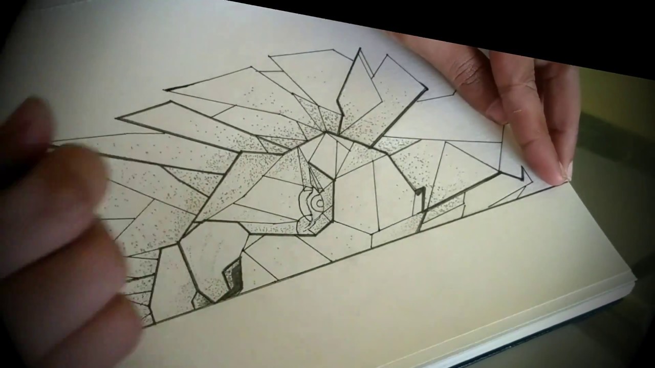 1280x720 Geometric Drawing Lion Face Easy Drawing Ideas