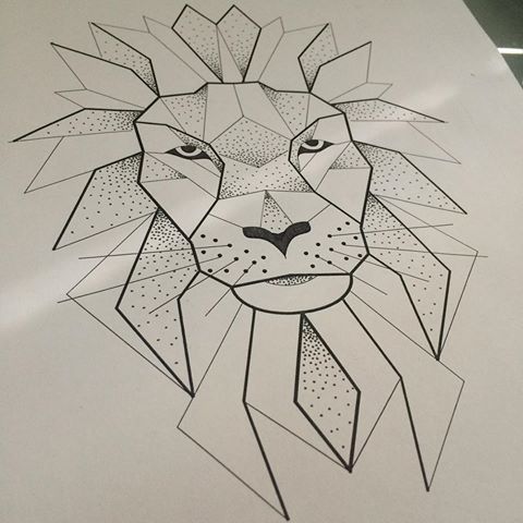 480x480 Geometric Lion Drawing