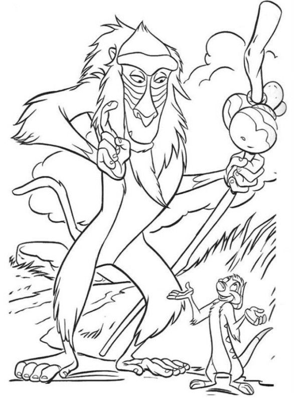 600x795 Rafiki And Timon The Lion King Coloring Page Coloring 4 Kids