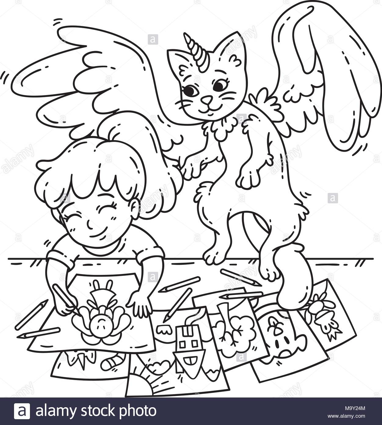 1251x1390 Inspirational Cute Little Girl Outline Drawing Stock S Amp Cute