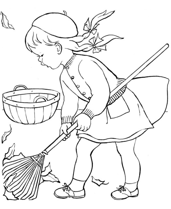 600x734 Cartoon Girl Getting Up Coloring Page Cartoon Little Girl Drawing
