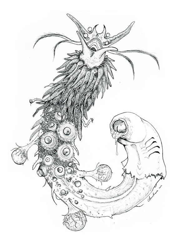 570x782 Sale Original Ink Drawing Little Monster. Creepy Phallic