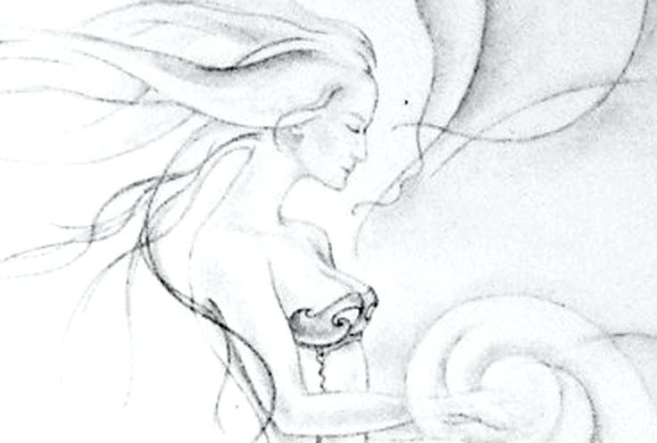 736x496 Spiritual Drawings Angel With Healing Power Female With Long Hair