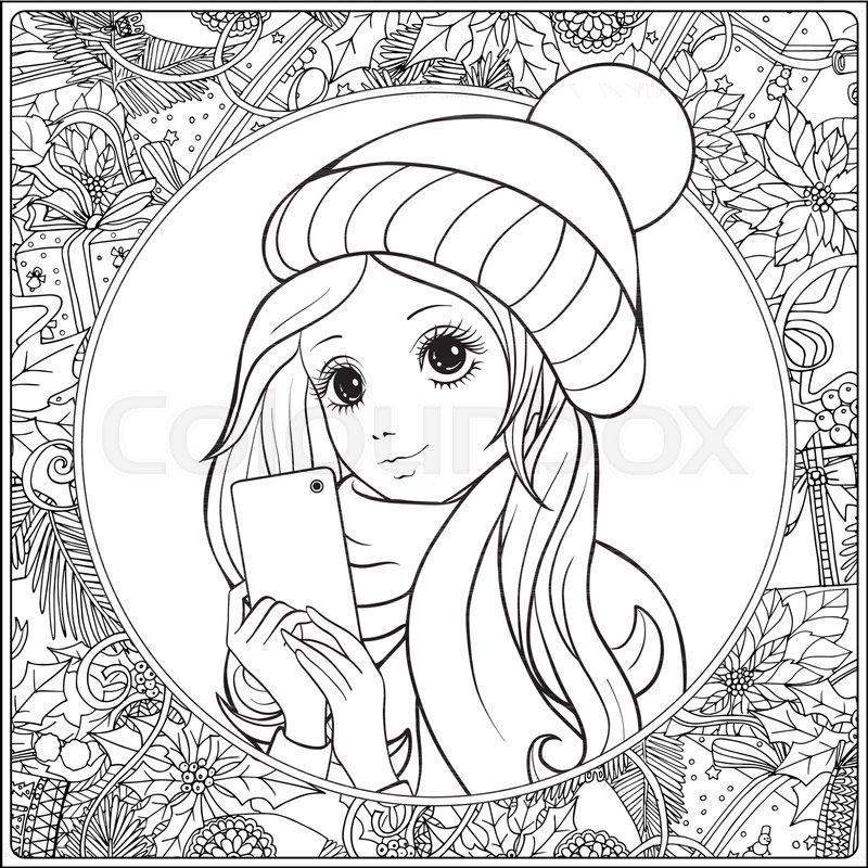800x800 Young Nice Girl With Long Hear In Winter Hat On Her Head Make