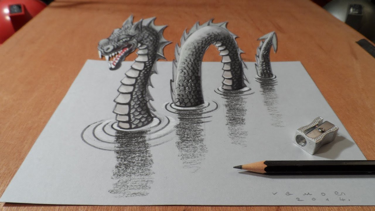 1280x720 Drawing 3d Loch Ness Monster, Long Version