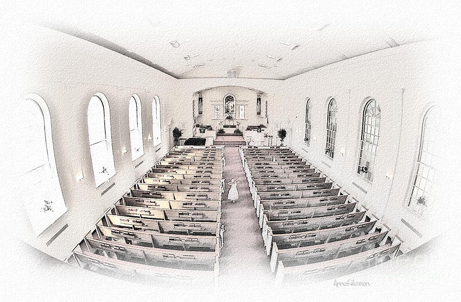 900x591 The Long Long Aisle Drawing By Anne Kitzman