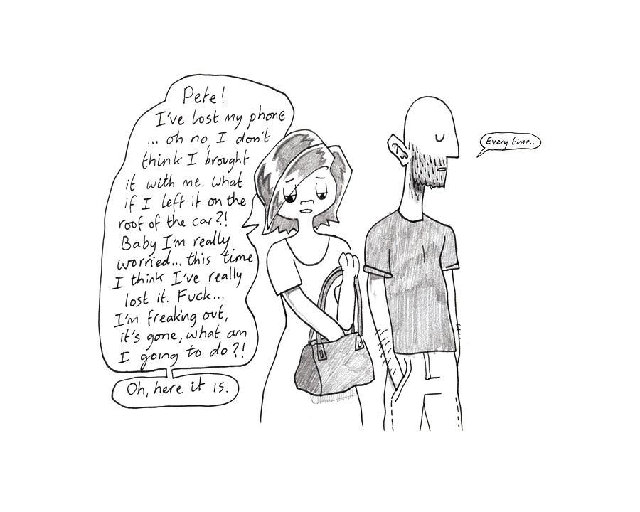 900x720 Lost Phone Drawing By Pete Duffield