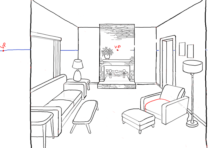 700x499 Cartoon Living Room Drawing