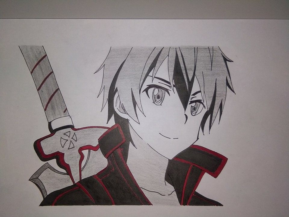 960x720 Sword Art Online Main Character Drawing Kirutu Step By Step