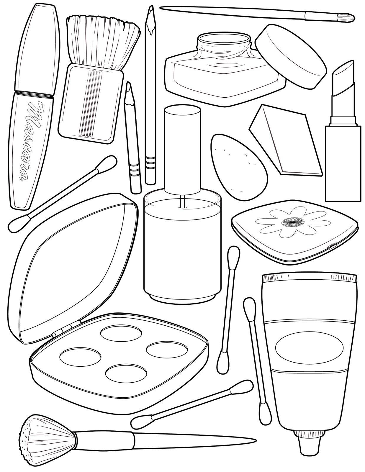 1237x1600 Makeup Coloring Page Illustration Make Up, Adult