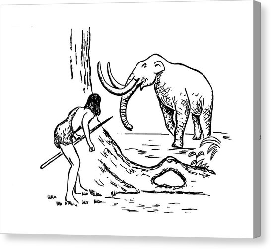 546x502 Prehistoric Man Hunting A Mammoth Photograph By Richard Bizley