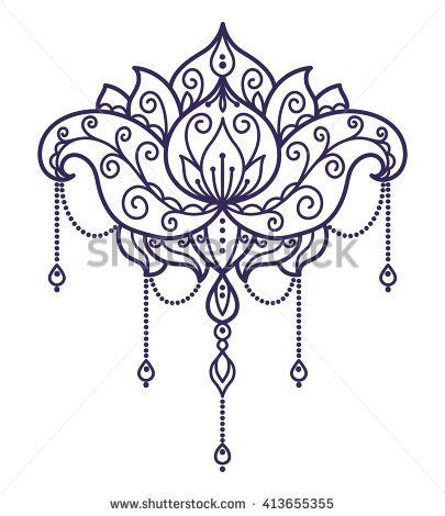 405x470 Vector, Abstract, Oriental Style, Flower, Lotus, Tattoo, Design