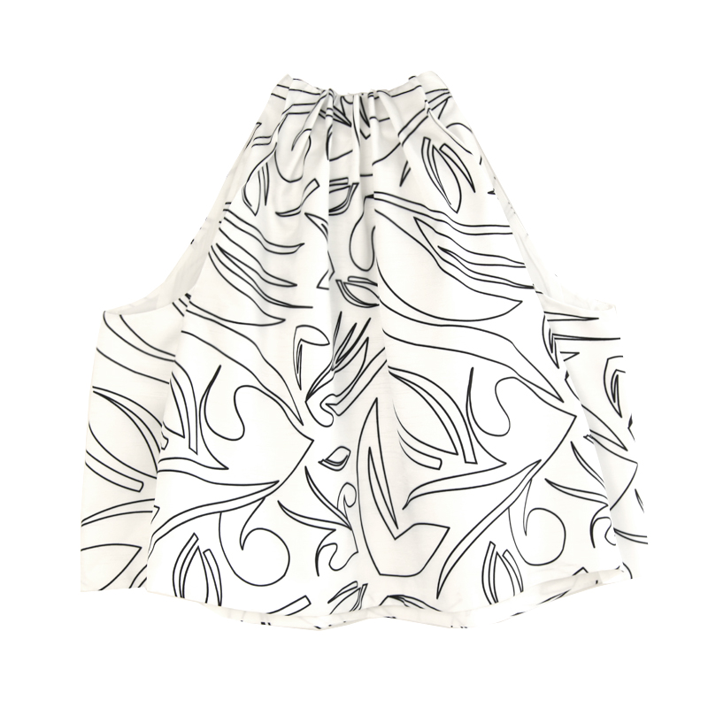 800x800 Also Subtle Fashion Print A Line Blouse Pleated Tuck Mandarin