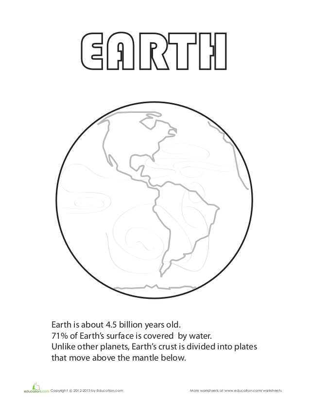 638x826 Earth Coloring Page
