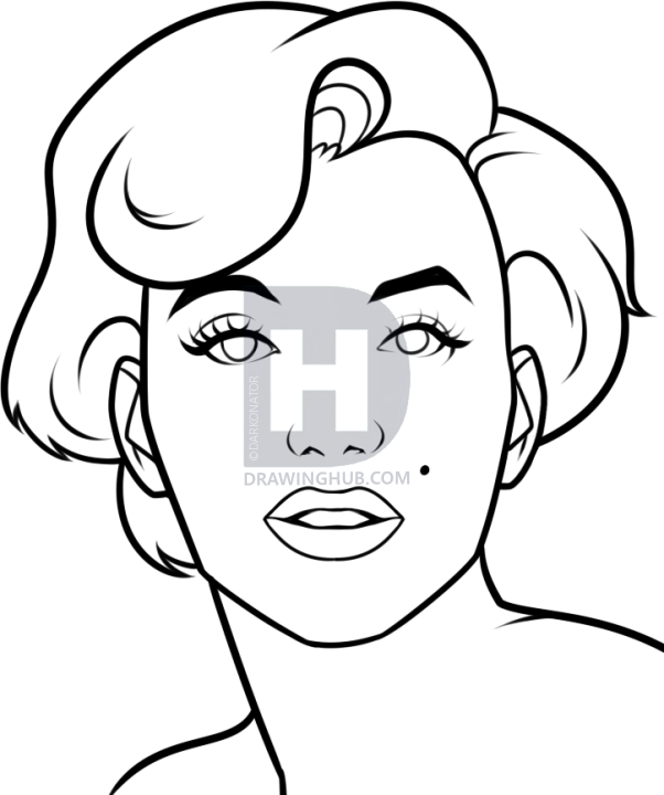 602x720 How To Draw Marilyn Monroe Easy, Step By Step, Drawing Guide, By