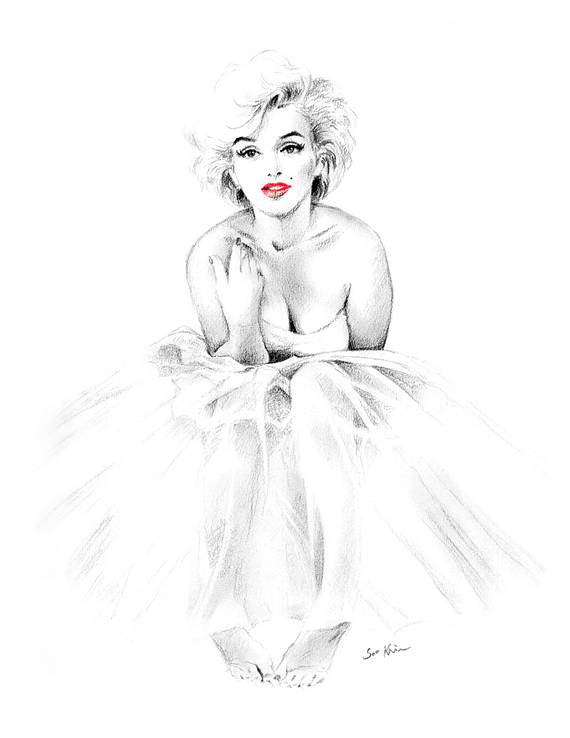 570x738 Marilyn Monroe Ballerina Black And White Drawing Print