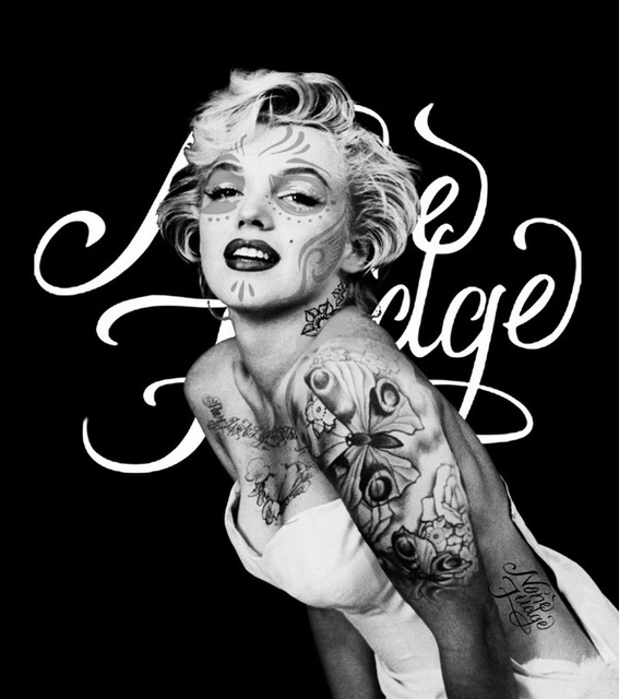 567x640 Spray Painting Movie Star Marilyn Monroe With Tattoo On Oil