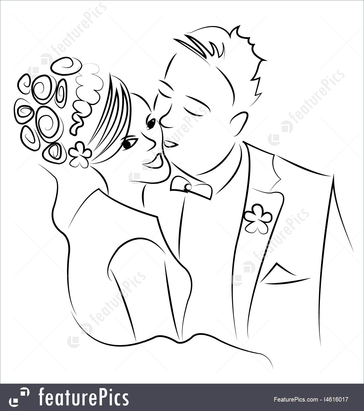 1231x1392 Just Married Couple , Cartoon Vector