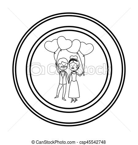 450x470 Just Married Couple Character Card Vector Illustration Eps