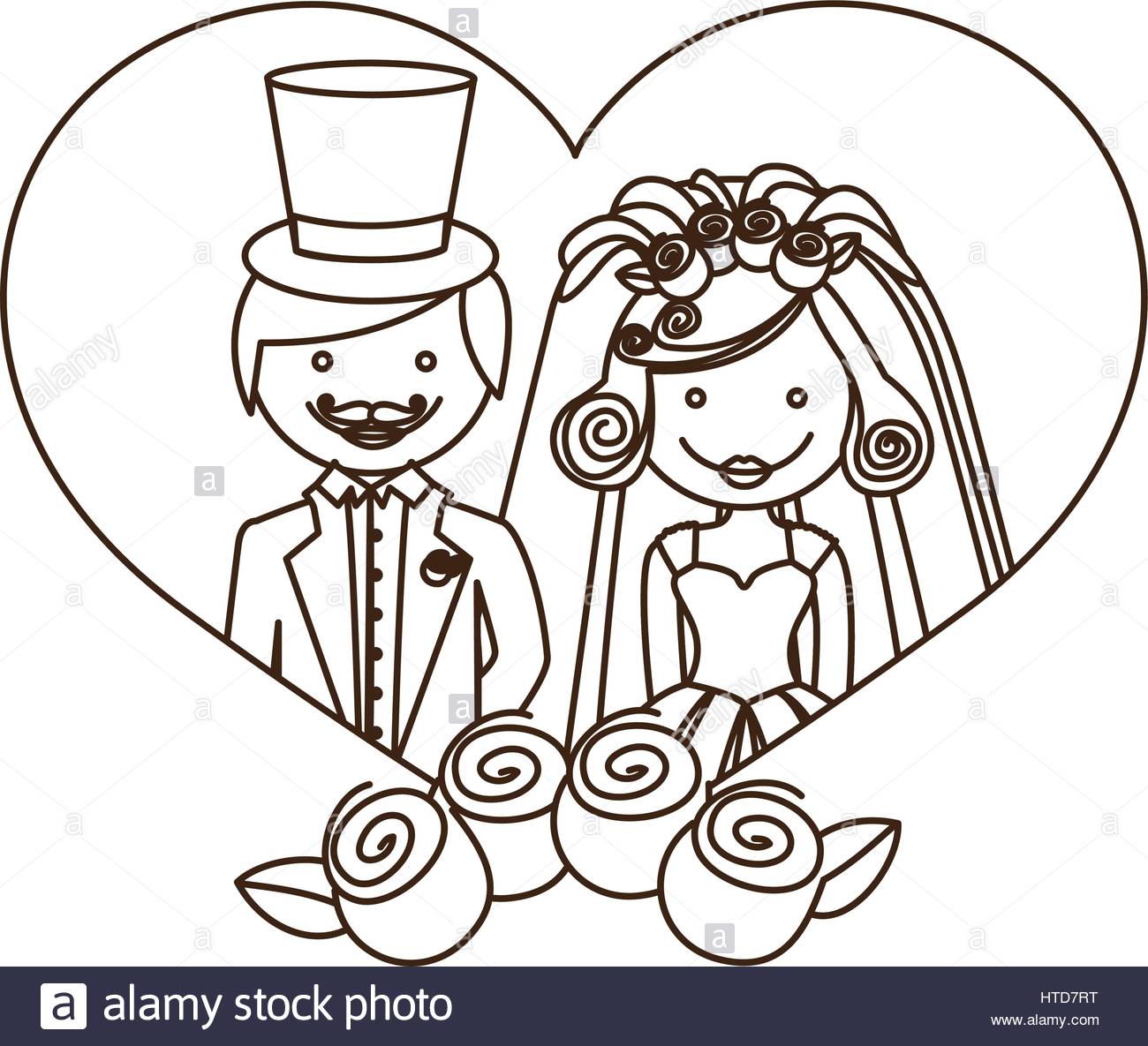 1300x1185 Sketch Silhouette Heart With Cartoon Married Couple And Crown