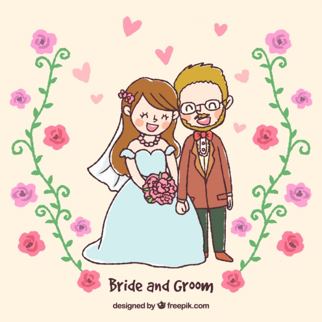 626x626 Drawing Of A Newly Married Couple Vector Free Download