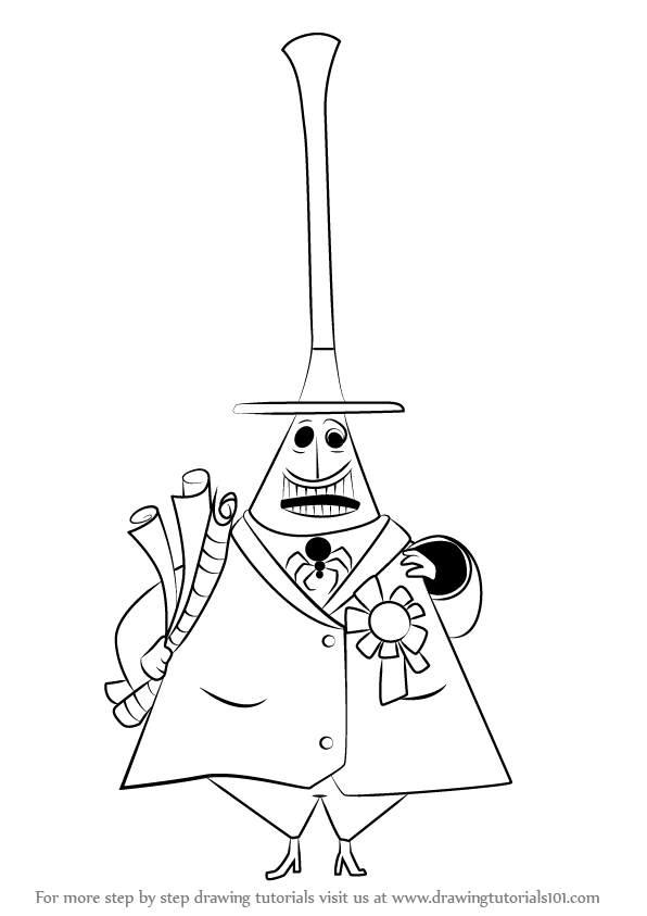 596x843 How To Draw Mayor Of Halloween Town From The Nightmare Before