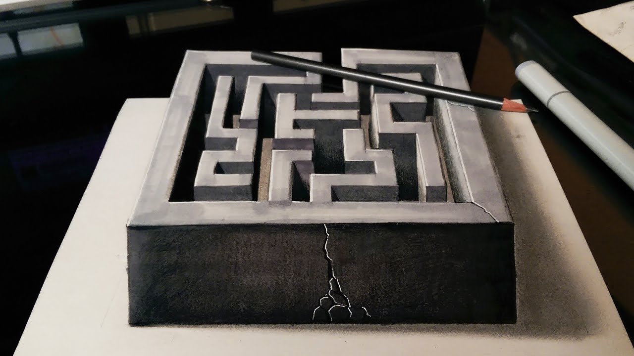1280x720 Drawing A 3d Maze