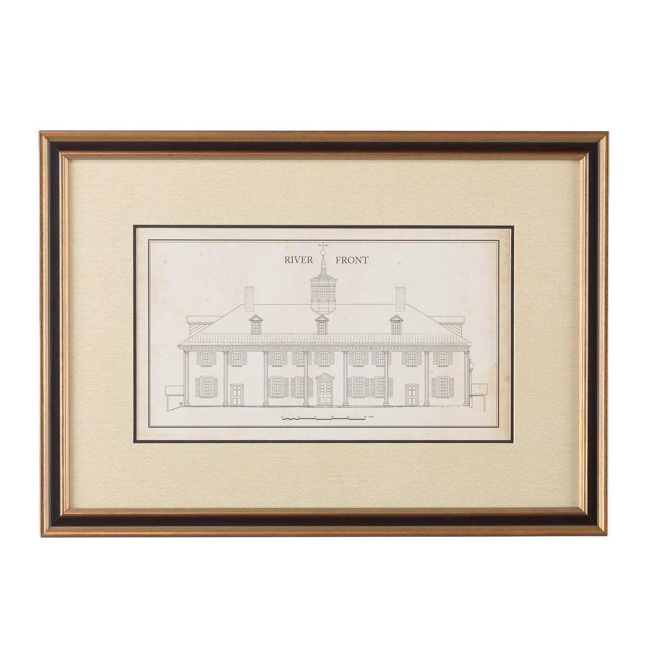 1286x1286 Mount Vernon East Front Measured Drawing Print The Shops