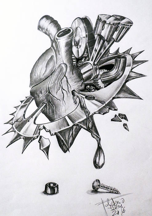 494x700 Mechanical Heart Shower Curtain For Sale By Antonio Ivens