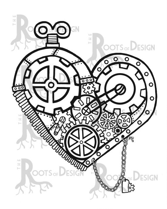 570x713 Collection Of Gear Heart Drawing High Quality, Free Cliparts