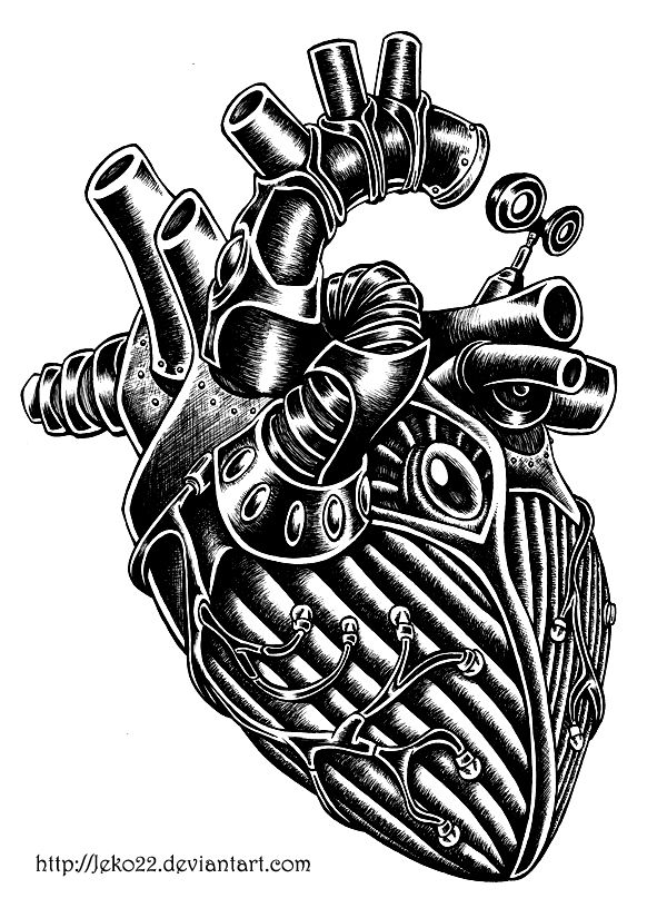 600x825 Collection Of Mechanical Heart Drawing High Quality, Free