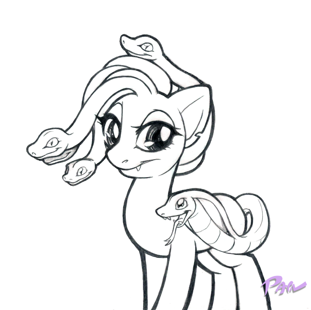 631x630 Medusa Pony Sketch By Pain Hyena