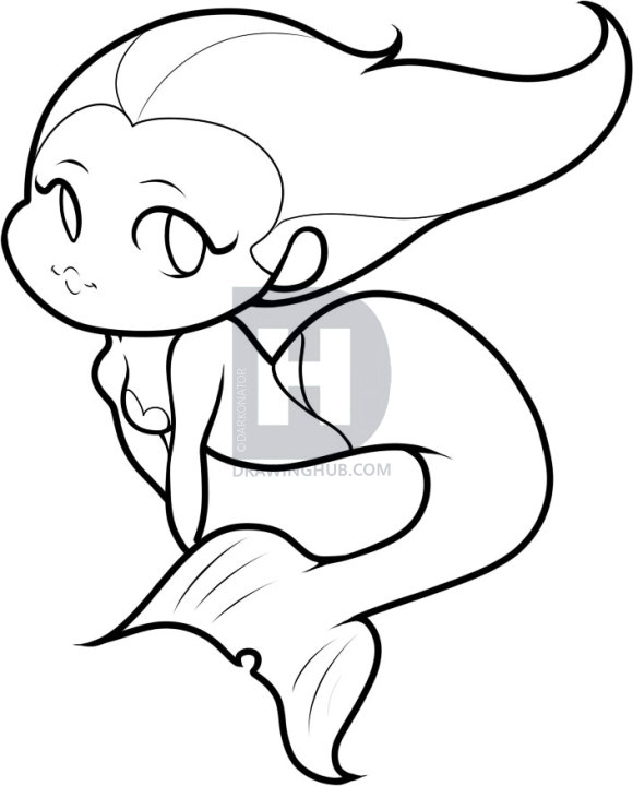 580x720 How To Draw A Mermaid For Kids, Step By Step, Drawing Guide, By