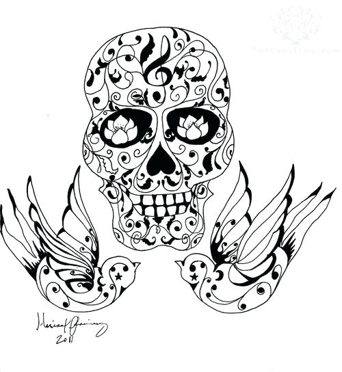 500x544 Mexican Sugar Skull With Flowers Tattoo Design In 2017 Real Photo