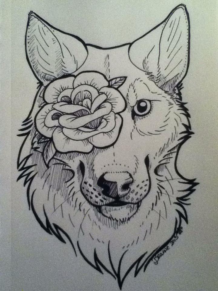 720x960 Wolf And Rose Tattoo By Wynterfang