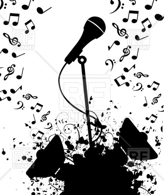338x400 Microphone And Columns With Music Notes Vector Image Vector