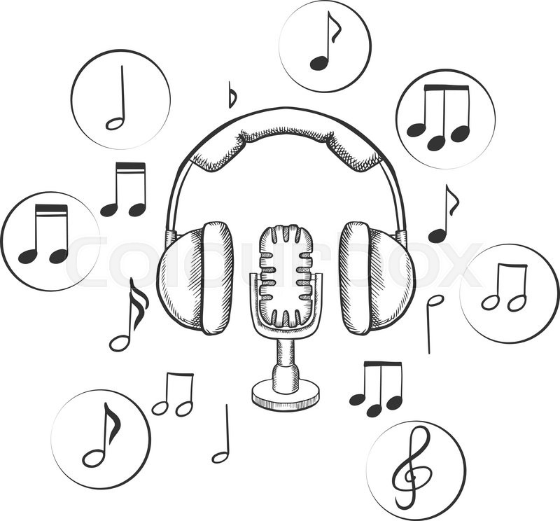 800x744 Music, Sound Entertainment Sketches With Microphone