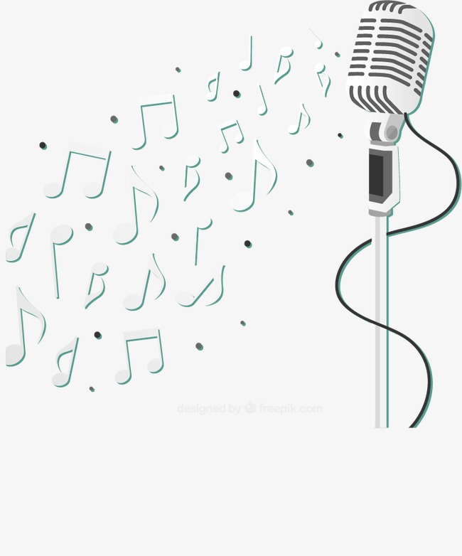 650x782 Silver Vertical Microphone And Musical Notes Vector Material